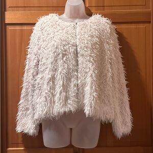 Candie's White Teddy Jacket Plush Faux Fur, NWT